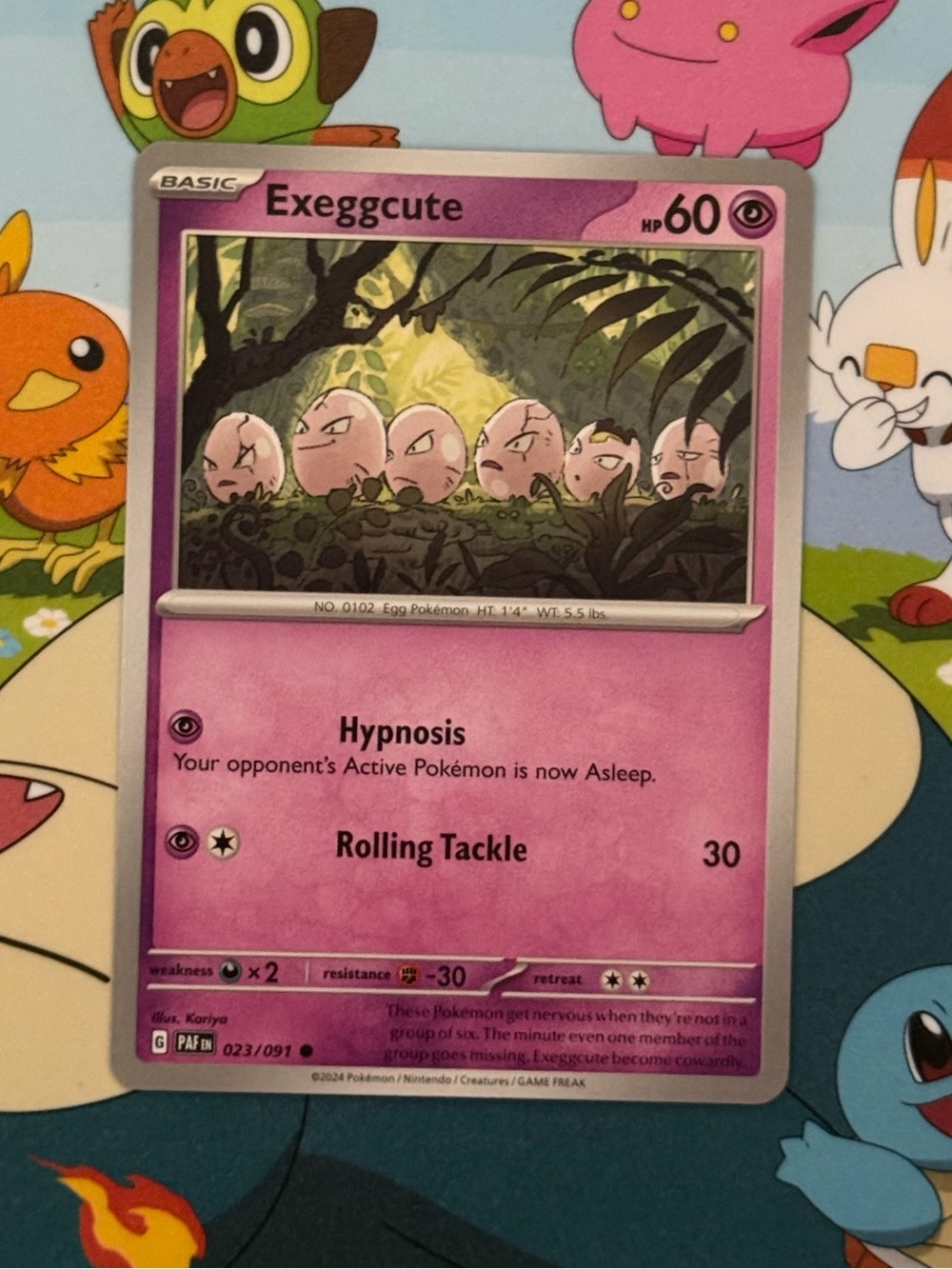 Exeggcute Pokémon Card – Pink Psychic Holo